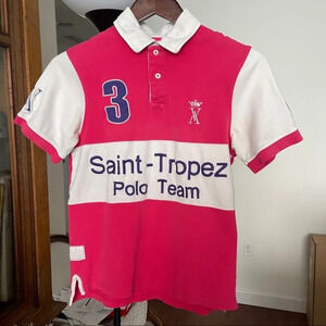 Polo shirt top Vicomte Arthur short sleeves collection St Tropez pink white